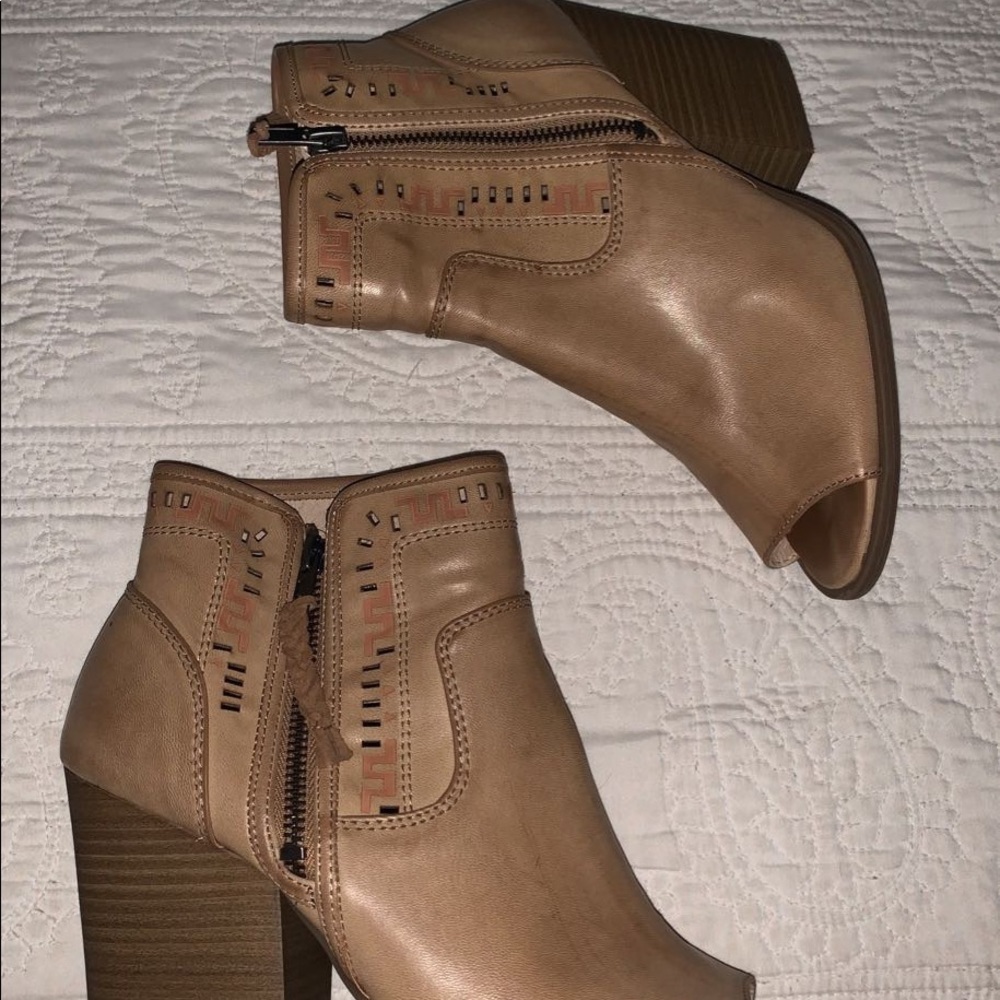 Cute tan open toe booties